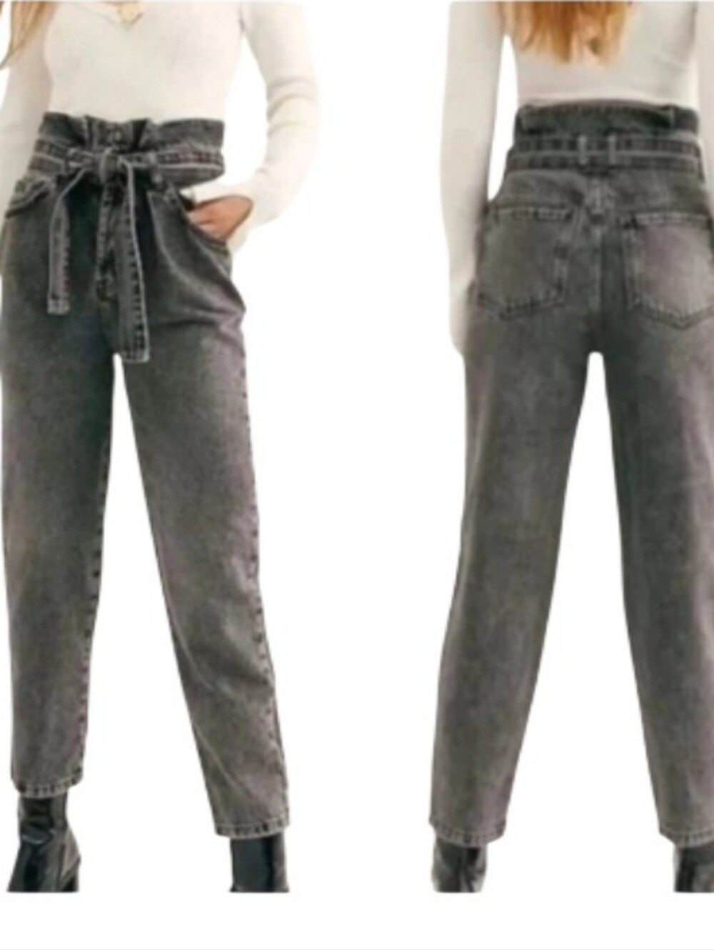 Free People Paperbag Belted High Rise Jeans-NWT
